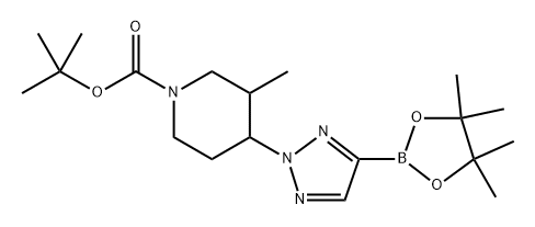 tert-butyl 3-methyl-4-(4-(4,4,5,5-tetramethyl-1,3,2-dioxaborolan-2-yl)-2H-1,2,3-triazol-2-yl)piperidine-1-carboxylate Struktur