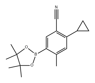 2-cyclopropyl-4-methyl-5-(4,4,5,5-tetramethyl-1,3,2-dioxaborolan-2-yl)benzonitrile Struktur