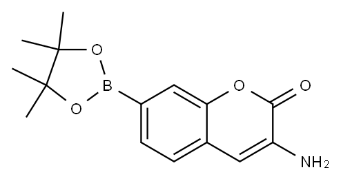 3-氨基-7-(4,4,5,5-四甲基-1,3,2-二氧杂硼烷-2-基)-2H-苯并吡喃-2-酮 结构式
