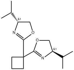 Oxazole, 2,2'-cyclobutylidenebis[4,5-dihydro-4-(1-methylethyl)-, (4R,4'R)- 化学構造式