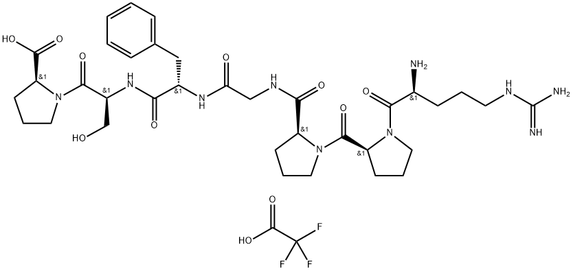 (S)-1-((S)-2-((S)-2-(2-((S)-1-((S)-1-((S)-2-氨基-5-胍基戊酰基))吡咯烷-2-羰基)吡咯烷-2-甲酰胺基)乙酰胺基)-3-苯基丙酰胺基)-3-羟基丙酰基)吡咯烷-2-羧酸三氟乙酸盐,2828433-15-2,结构式