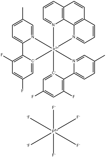 Iridium-(1,10-phenanthroline-κN1,κN10)bis[3,5-difluoro-2-(5-methyl-2-pyridinyl-κN)phenyl-κC]-hexafluorophosphate Structure