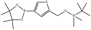 tert-Butyldimethyl((4-(4,4,5,5-tetramethyl-1,3,2-dioxaborolan-2-yl)thiophen-2-yl)methoxy)silane Structure