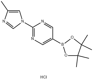 2-(4-Methyl-1H-imidazol-1-yl)-5-(4,4,5,5-tetramethyl-1,3,2-dioxaborolan-2-yl)pyrimidine hydrochloride Structure