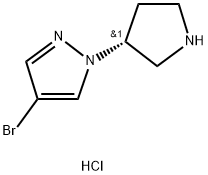 (R)-4-bromo-1-(pyrrolidin-3-yl)-1H-pyrazole hydrochloride 化学構造式