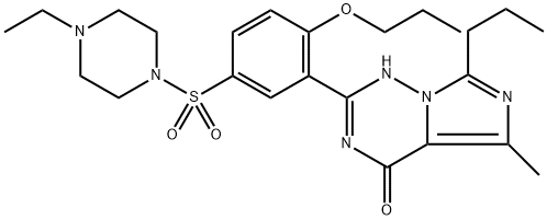 Imidazo[5,1-f][1,2,4]triazin-4(1H)-one, 2-[5-[(4-ethyl-1-piperazinyl)sulfonyl]-2-propoxyphenyl]-5-methyl-7-propyl- Struktur
