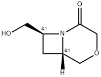rel-(6R,8R)-8-(Hydroxymethyl)-4-oxa-1-azabicyclo[4.2.0]octan-2-one Struktur