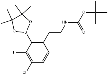 (4-氯-3-氟-2-(4,4,5,5-四甲基-1,3,2-二氧硼杂环戊烷-2-基)苯乙基)氨基甲酸叔丁酯,2882115-33-3,结构式