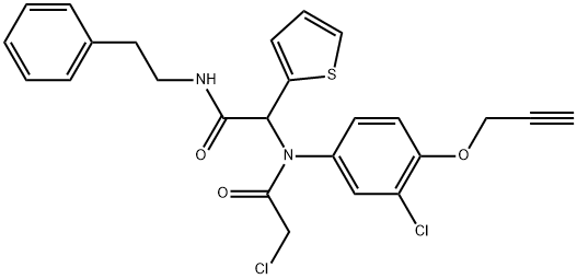 α-[(2-Chloroacetyl)[3-chloro-4-(2-propyn-1-yloxy)phenyl]amino]-N-(2-phenylethyl)-2-thiopheneacetamide Structure