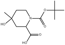 1-(tert-Butoxycarbonyl)-4-hydroxy-4-methylpiperidine-2-carboxylic acid Struktur