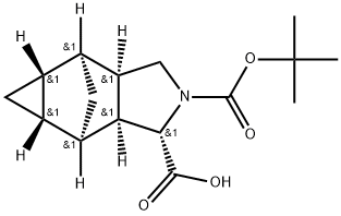 (1S,3aR,4S,4aS,5aR,6R,6aS)-2-(tert-Butoxycarbonyl)decahydro-4,6-methanocyclopropa[f]isoindole-1-carboxylic acid Struktur