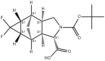 (1S,3aR,4R,4aR,5aS,6S,6aS)-2-(tert-Butoxycarbonyl)-5,5-difluorodecahydro-4,6-methanocyclopropa[f]isoindole-1-carboxylic acid Struktur