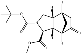 2-(tert-Butyl) 1-methyl (1S,3aR,4S,7S,7aR)-6-oxooctahydro-2H-4,7-methanoisoindole-1,2-dicarboxylate Struktur