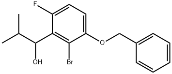 1-(3-(benzyloxy)-2-bromo-6-fluorophenyl)-2-methylpropan-1-ol Struktur