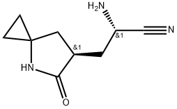 (S)-2-Amino-3-((R)-5-oxo-4-azaspiro[2.4]heptan-6-yl)propanenitrile Struktur