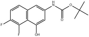 (5,6-二氟-4-羟基萘-2-基)氨基甲酸叔丁酯 结构式