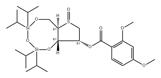 (R)-1,4-Anhydro-2-O-(2,4-dimethoxybenzoyl)-3,5-O-(1,1,3,3-tetraisopropyldisiloxane-1,3-diyl)-4-sulfinyl-D-ribitol 化学構造式