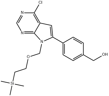(4-(4-Chloro-7-((2-(trimethylsilyl)ethoxy)methyl)-7H-pyrrolo[2,3-d]pyrimidin-6-yl)phenyl)methanol Struktur