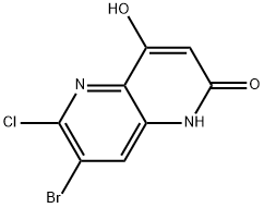 7-Bromo-6-chloro-4-hydroxy-1,5-naphthyridin-2(1H)-one Struktur