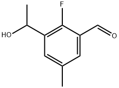 2-fluoro-3-(1-hydroxyethyl)-5-methylbenzaldehyde Struktur