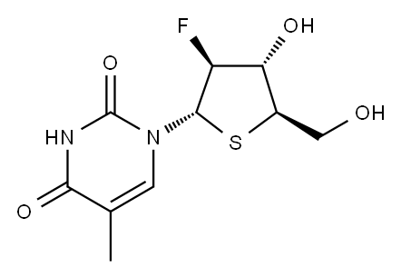 2’-Deoxy-2’-fluoro-5-methyl-4’-thio-alpha-D-arabinouridine Structure