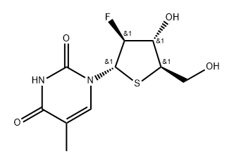 2’-Deoxy-2’-fluoro-5-methyl-4’-thio-alpha-D-arabinouridine, 294868-24-9, 结构式