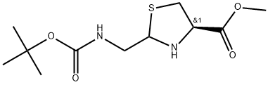 Methyl (4R)-2-(((tert-butoxycarbonyl)amino)methyl)thiazolidine-4-carboxylate Struktur
