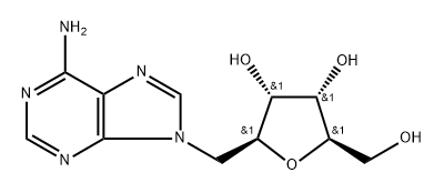 1-(6-アミノ-9H-プリン-9-イル)-2,5-アンヒドロ-1-デオキシ-D-アリトール 化学構造式