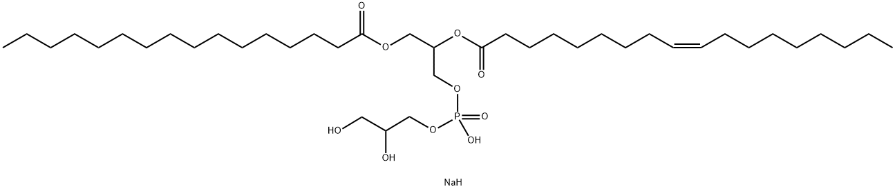 1-パルミトイル-2-オレイル-sn-グリセロ-3-ホスホ-rac-(1-グリセロール)ナトリウム 化学構造式