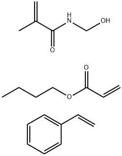 2-丙烯酸丁酯与乙烯基苯和N-(羟甲基)-2-甲基-2-丙烯酰胺的聚合物, 30209-96-2, 结构式