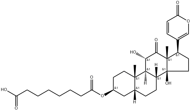 (3beta,5beta,11alpha)-3-[(7-Carboxy-1-oxoheptyl)oxy]-11,14-dihydroxy-12-oxo-bufa-20,22-dienolide Structure