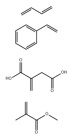 Butanedioic acid, methylene-, polymer with 1,3-butadiene, ethenylbenzene and methyl 2-methyl-2-propenoate (9CI) Structure