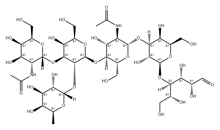 alpha-N-Acetylgalactosaminyl-(1-3)-[alpha-fucosyl-(1-2)]-beta-galactosyl-(1-4)-beta-N-acetylglucosaminyl-(1-3)-beta-galactosyl-(1-4)-glucose Structure