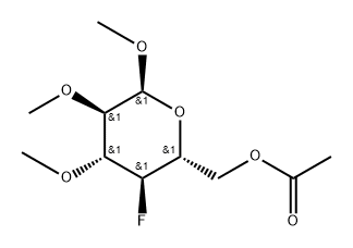 Glucopyranoside, methyl 4-deoxy-4-fluoro-2,3-di-O-methyl-, acetate, al pha-D- 结构式
