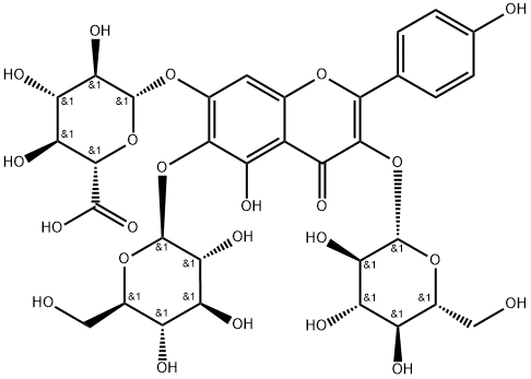 6-hydroxyl kaempherol-3,6-O-diglucosyl-7-O-Glucuronic acid Struktur