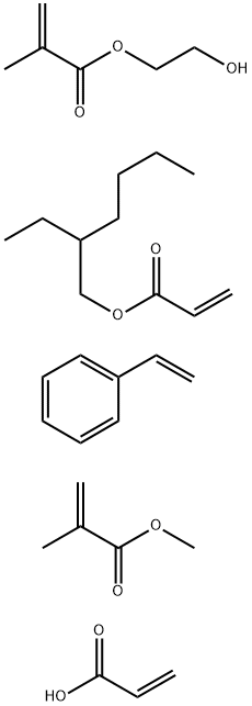 2-Propenoic acid, 2-methyl-, 2-hydroxyethyl ester, polymer with ethenylbenzene, 2-ethylhexyl 2-propenoate, methyl 2-methyl-2-propenoate and 2-propenoic acid|2-甲基-2-丙烯酸-2-羟基乙酯与2-丙烯酸、苯乙烯、2-丙烯酸-2-乙基己酯和2-甲基-2-丙烯酸甲基酯的聚合物