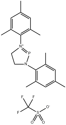 1,3-双(2,4,6-三甲基苯基)-4,5-二氢咪唑鎓三氟甲磺酸盐 结构式