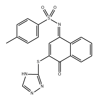 N-[3-[(1H-1,2,4-トリアゾール-3-イル)チオ]-4-オキソナフタレン-1(4H)-イリデン]-4-メチルベンゼンスルホンアミド 化学構造式