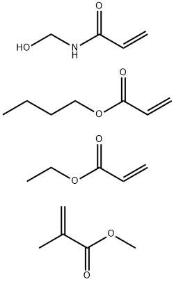 2-Propenoic acid, 2-methyl-, methyl ester, polymer with butyl 2-propenoate, ethyl 2-propenoate and N-(hydroxymethyl)-2-propenamide Structure