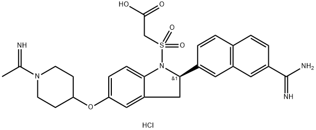 Acetic acid, 2-[[(2R)-2-[7-(aMinoiMinoMethyl)-2-naphthalenyl]-2,3-dihydro-5-[[1-(1-iMinoethyl)-4-piperidinyl]oxy]-1H-indol-1-yl]sulfonyl]-, (Hydrochloride) (1:2) Struktur