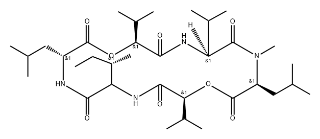 シクロ(L-Hmb-D-aIle-D-Leu-L-Hmb-L-Val-N-メチル-L-Leu-) 化学構造式