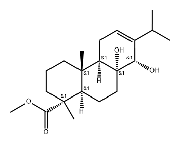 (1R)-1,2,3,4,4a,4bα,5,8,8a,9,10,10aα-Dodecahydro-8α,8aα-dihydroxy-1,4aβ-dimethyl-7-isopropylphenanthrene-1α-carboxylic acid methyl ester Struktur