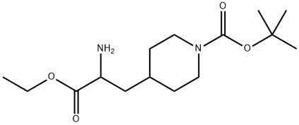 4-(2-氨基-3-乙氧基-3-氧丙基)哌啶-1-羧酸叔丁酯 结构式