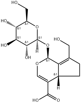 Cyclopenta[c]pyran-4-carboxylic acid, 1-(β-D-glucopyranosyloxy)-1,4a,5,6-tetrahydro-7-(hydroxymethyl)-, (1S,4aS)- Struktur
