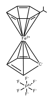 Iron(1+), (.eta.5-2,4-cyclopentadien-1-yl)(1,2,3,4,5,6-.eta.)-(1-methylethyl)benzene-, hexafluorophosphate(1-) Structure