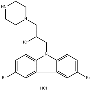 1-(3,6-二溴-9H-咔唑-9-基)-3-(哌嗪-1-基)丙-2-醇二盐酸盐, 329349-20-4, 结构式