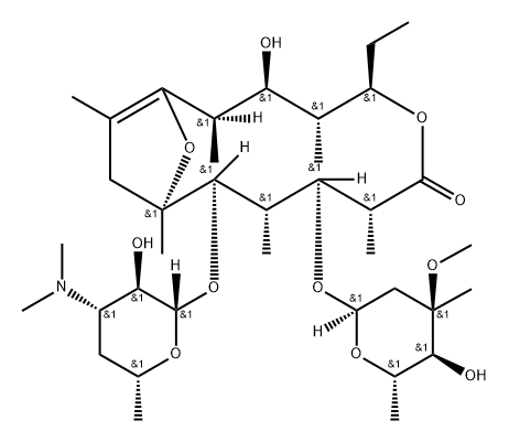 Erythromycin, 8,9-didehydro-9-deoxo-6,12-dideoxy-6,9-epoxy- Struktur