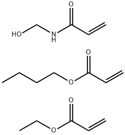 2-丙烯酸丁酯与2-丙烯酸乙酯和N-羟甲基-2-丙烯酰胺的聚合物, 33438-19-6, 结构式