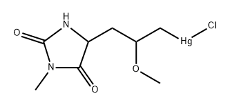 5-[3-[クロロメルクリオ(II)]-2-メトキシプロピル]-3-メチルヒダントイン 化学構造式