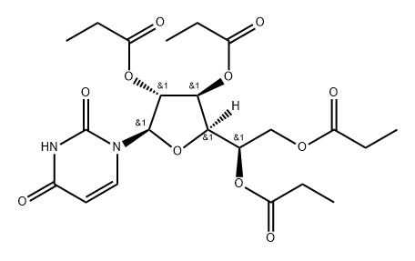 2,4(1H,3H)-Pyrimidinedione, 1-2,3,5,6-tetrakis-O-(1-oxopropyl)-.beta.-D-glucofuranosyl-|